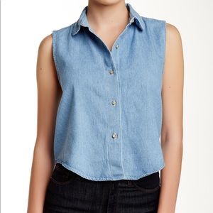 American Apparel Denim Cropped Sleeveless Top